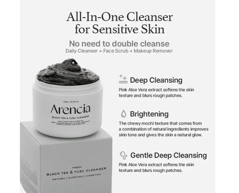 Arencia Black Tea & Yuzu Rice Mochi Cleanser