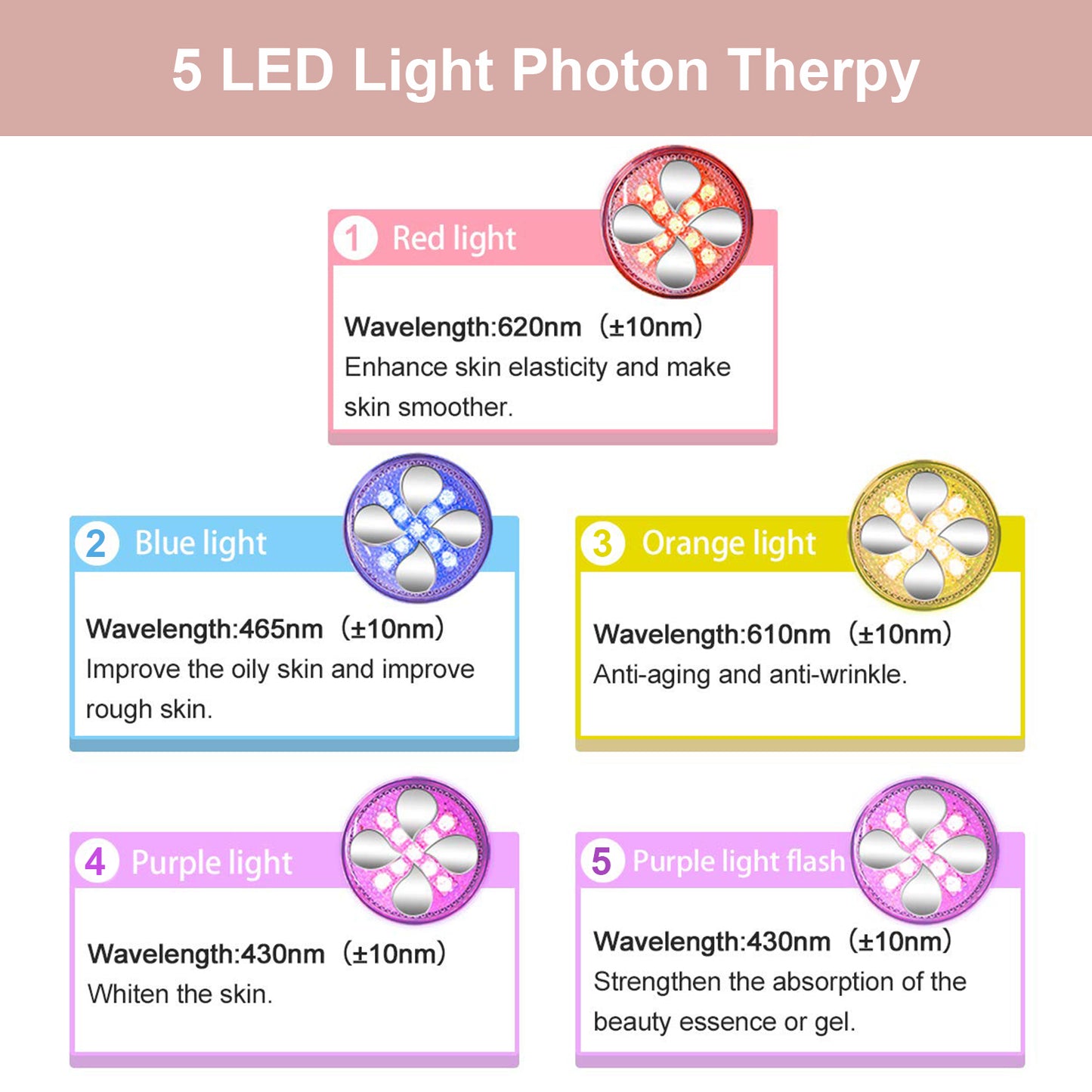 5 in 1 Handheld Face Massager with 5 Light Photo Therapy