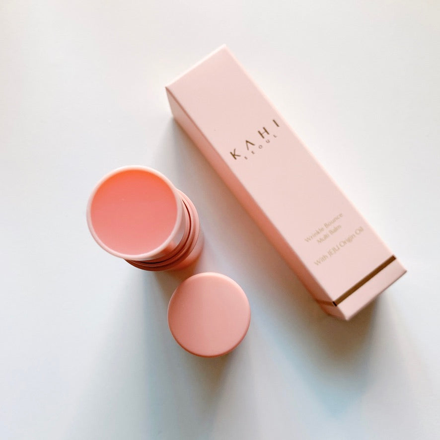 Kahi's Wrinkle Bounce Multi Balm is infused with salmon collagen and proteglycan to replenish and restore collagen and elasticity.